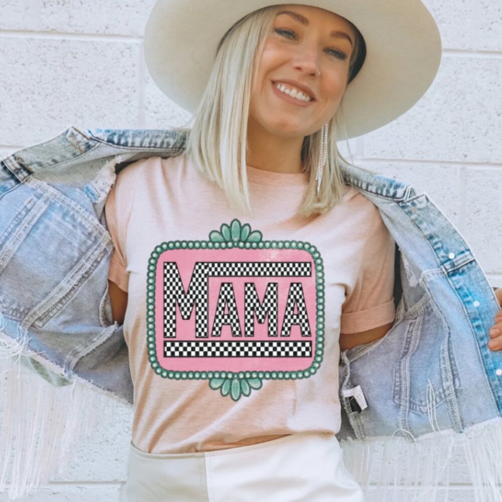Mama Western Turquoise T shirt
